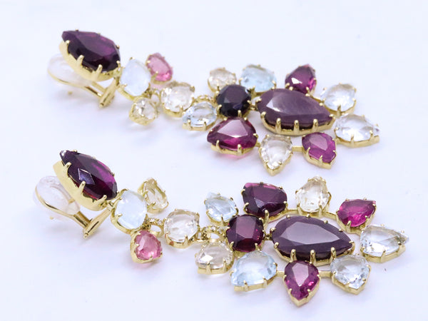 H. STERN 18 KT GOLD HARMONY JEWELED EARRINGS BY DIANE VON FURSTENBERG 67.7 CARATS