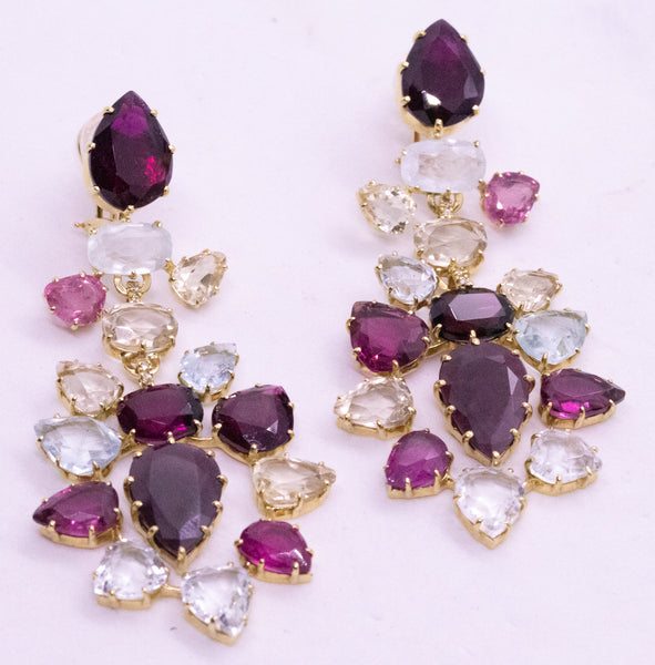 H. STERN 18 KT GOLD HARMONY JEWELED EARRINGS BY DIANE VON FURSTENBERG 67.7 CARATS