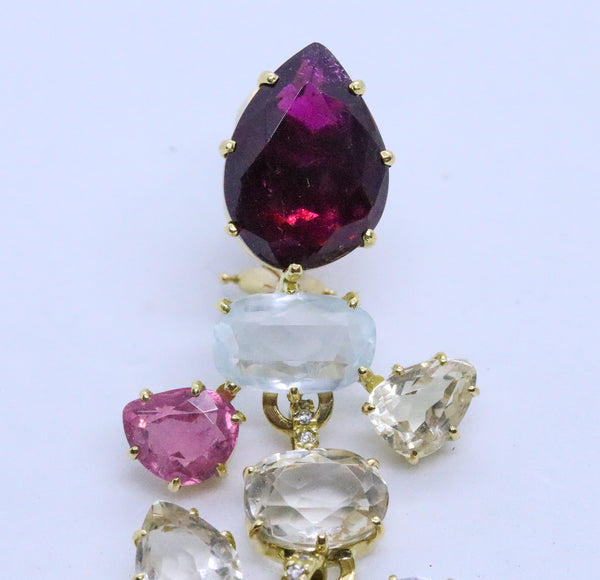 H. STERN 18 KT GOLD HARMONY JEWELED EARRINGS BY DIANE VON FURSTENBERG 67.7 CARATS