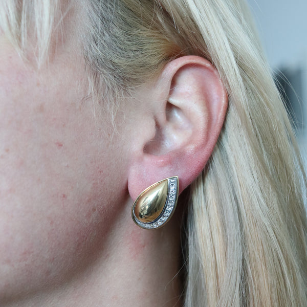 -Hemmerle Munich Clips Earrings In 18Kt Gold And Platinum With 3.12 Ctw Diamonds