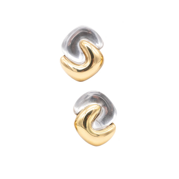 Valentin Magro Modern 18Kt Yellow Gold Earrings With Carved Rock Quartz