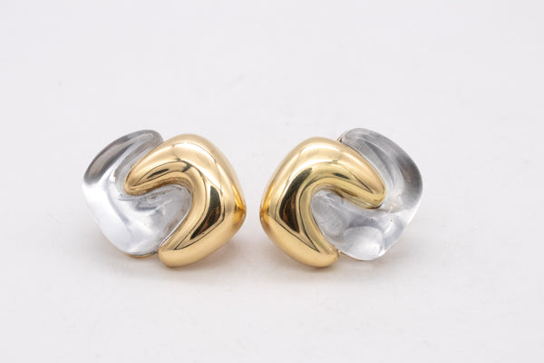 Valentin Magro Modern 18Kt Yellow Gold Earrings With Carved Rock Quartz