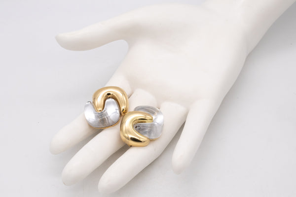 Valentin Magro Modern 18Kt Yellow Gold Earrings With Carved Rock Quartz