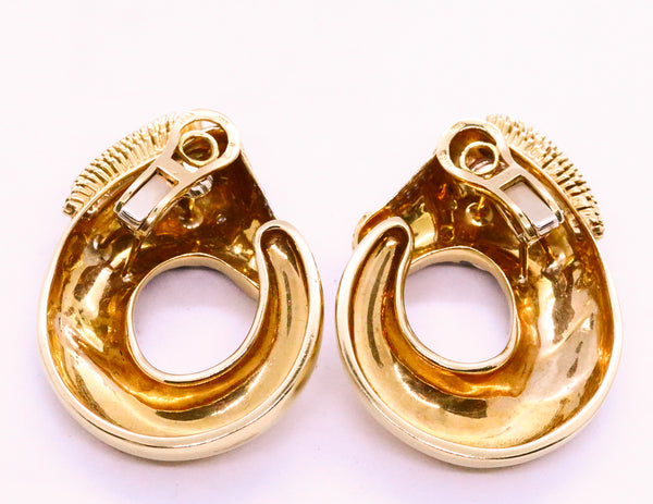 ROBERTO LEGNAZZI 18 KT GOLD ZEBRA EARRINGS WITH ENAMEL & DIAMONDS