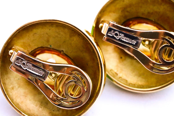 LEO DE VROOMEN London Enameled Clip Earrings 18Kt Yellow Gold & 14 Cts Citrines