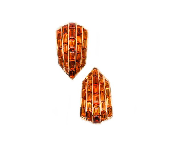 HEMMERLE Munich Clips Earrings Brooches In 18Kt Yellow Gold With 38.50 Ctw Citrines