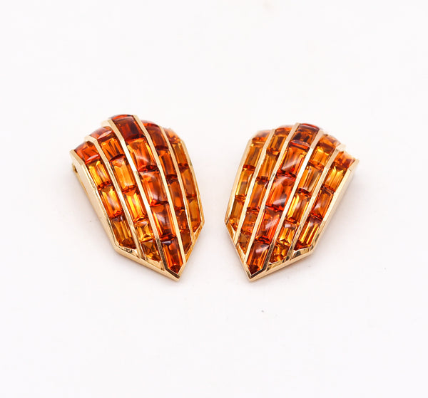 HEMMERLE Munich Clips Earrings Brooches In 18Kt Yellow Gold With 38.50 Ctw Citrines