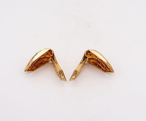 HEMMERLE Munich Clips Earrings Brooches In 18Kt Yellow Gold With 38.50 Ctw Citrines