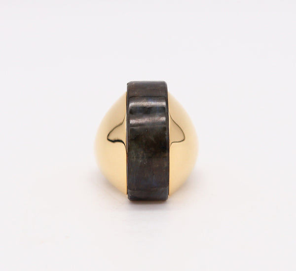 Aletto Brothers Geometric Cocktail Ring In 18Kt Yellow Gold With Labradorite