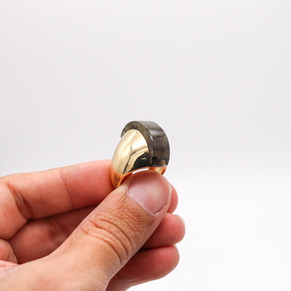 Aletto Brothers Geometric Cocktail Ring In 18Kt Yellow Gold With Labradorite