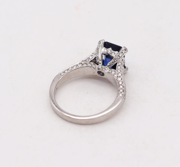 Charles Krypell Modern Ring In Platinum With 4.91 Ctw In Diamonds And Tanzanite