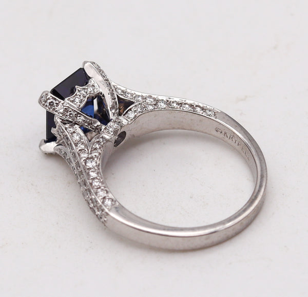Charles Krypell Modern Ring In Platinum With 4.91 Ctw In Diamonds And Tanzanite
