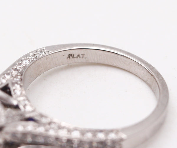 Charles Krypell Modern Ring In Platinum With 4.91 Ctw In Diamonds And Tanzanite