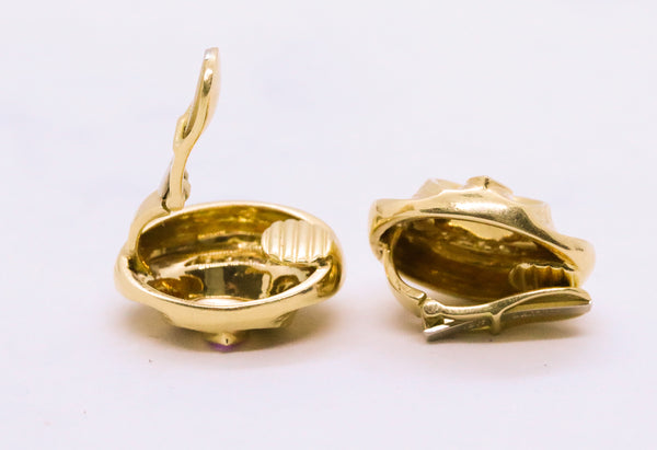 ANDREW CLUNN RUBY & DIAMONDS 18 KT EARRINGS CLIPS