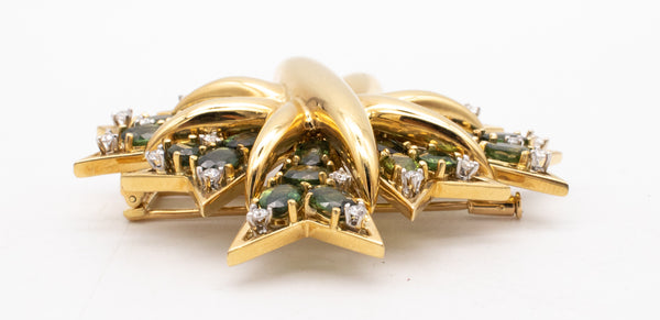 Verdura Maltese Brooch Pendant In 18Kt Yellow Gold With 31.1 Ctw In Diamonds & Tourmaline