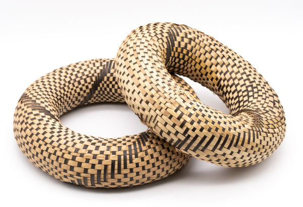 AFRICA, BELGIAN CONGO 1950 VINTAGE PAIR OF BRACELETS, WOVEN FROM NATURAL FIBERS