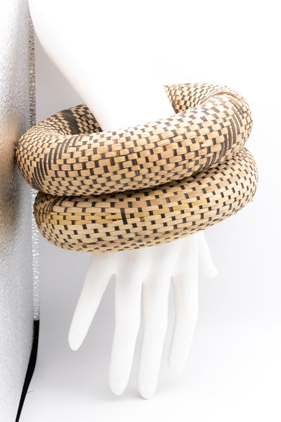 AFRICA, BELGIAN CONGO 1950 VINTAGE PAIR OF BRACELETS, WOVEN FROM NATURAL FIBERS