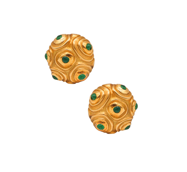 Angela Cummings Studios Free Forms Clip Earrings In 18Kt Gold With Emeralds