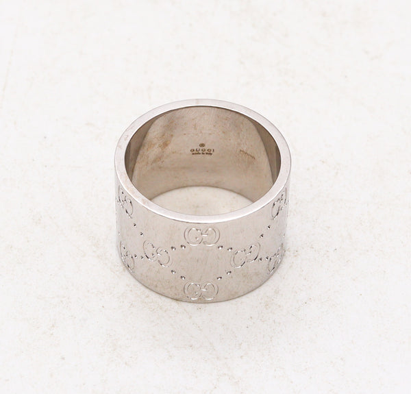 Gucci Milan Extra Wide 14 mm Eternity Ring With Multiples Icon Logo GG In Solid 18Kt White Gold