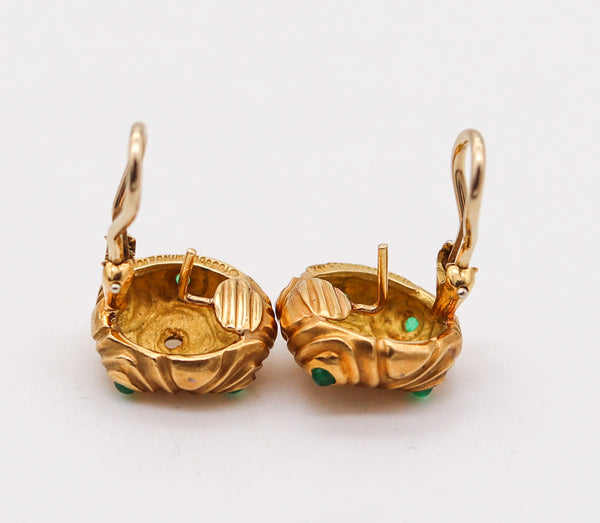 Angela Cummings Studios Free Forms Clip Earrings In 18Kt Gold With Emeralds