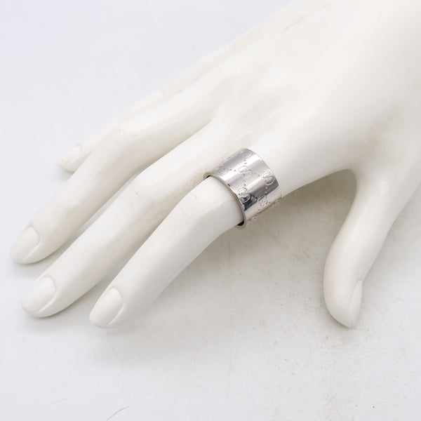 Gucci Milan Extra Wide 14 mm Eternity Ring With Multiples Icon Logo GG In Solid 18Kt White Gold