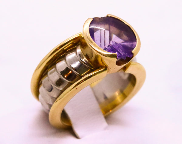 GEORG JENSEN JAN JORGENSEN 18 KT RING WITH MUNSTEINER CUT 4 Ct AMETHYST