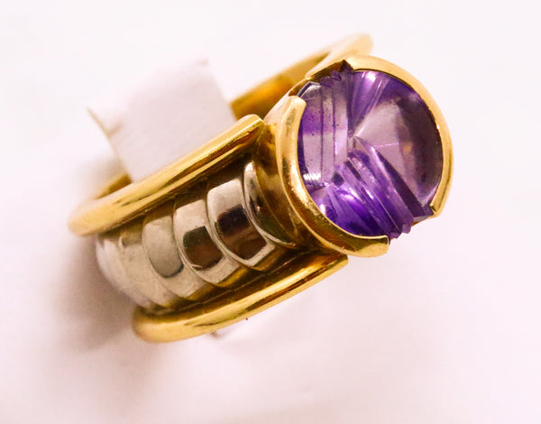 GEORG JENSEN JAN JORGENSEN 18 KT RING WITH MUNSTEINER CUT 4 Ct AMETHYST