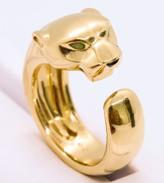 CARTIER PARIS PANTHERE TZAVORITE & ONYX 18 KT RING