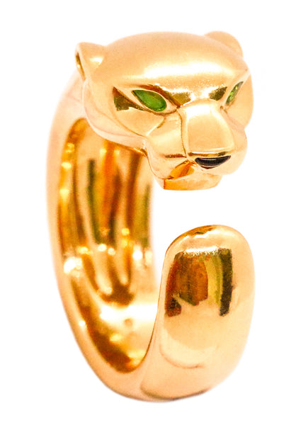 CARTIER PARIS PANTHERE TZAVORITE & ONYX 18 KT RING