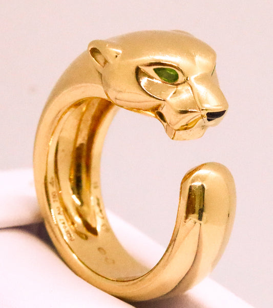 CARTIER PARIS PANTHERE TZAVORITE & ONYX 18 KT RING