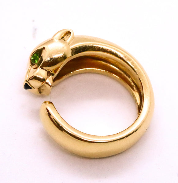 CARTIER PARIS PANTHERE TZAVORITE & ONYX 18 KT RING