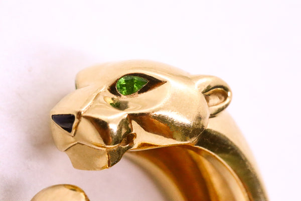 CARTIER PARIS PANTHERE TZAVORITE & ONYX 18 KT RING