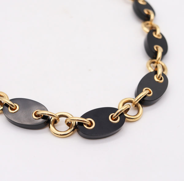 Aletto Brothers Geometric Mariner Necklace In 18Kt Yellow Gold With Black Onyxes