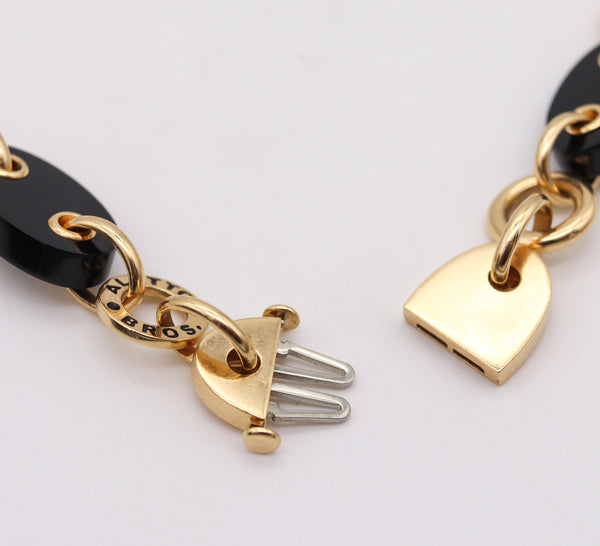 Aletto Brothers Geometric Mariner Necklace In 18Kt Yellow Gold With Black Onyxes