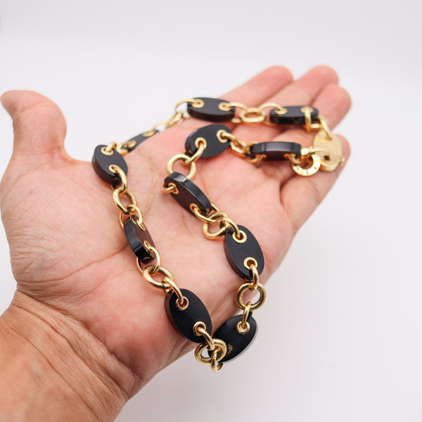 Aletto Brothers Geometric Mariner Necklace In 18Kt Yellow Gold With Black Onyxes