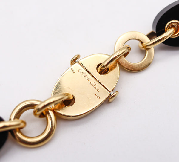Aletto Brothers Geometric Mariner Necklace In 18Kt Yellow Gold With Black Onyxes