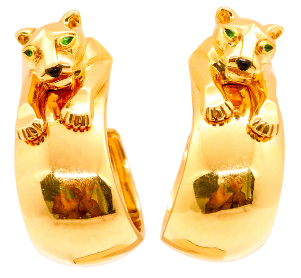 CARTIER PARIS 18 KT JEWELED SIGNATURE PANTHERE EARRINGS CLIPS