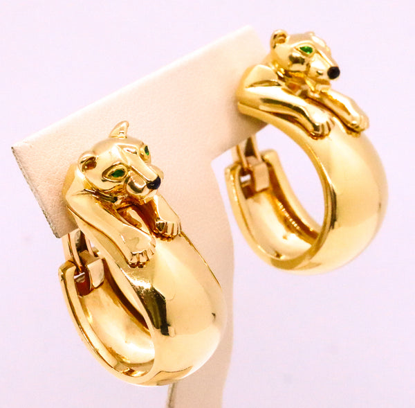 CARTIER PARIS 18 KT JEWELED SIGNATURE PANTHERE EARRINGS CLIPS