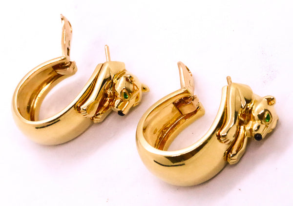 CARTIER PARIS 18 KT JEWELED SIGNATURE PANTHERE EARRINGS CLIPS