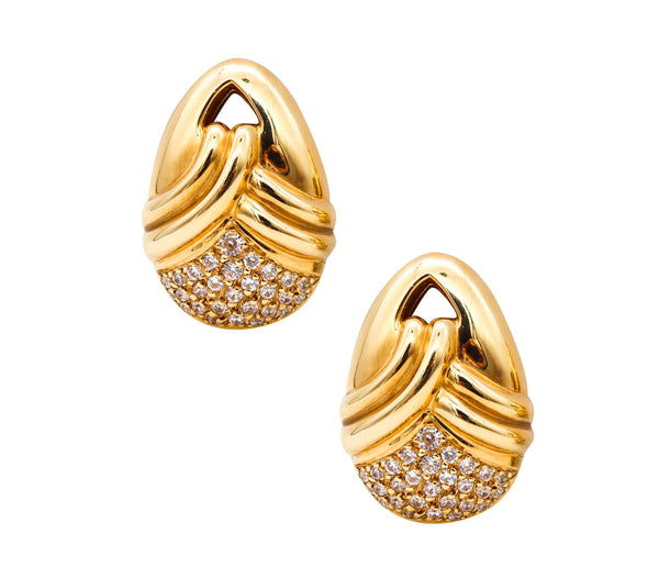 Michael Gates Drapery Clips Earrings In Solid 18Kt Yellow Gold With 1.68 Cts In Diamonds