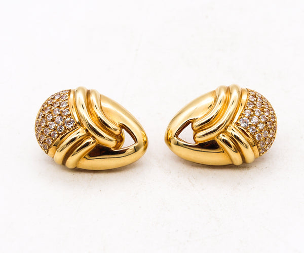 Michael Gates Drapery Clips Earrings In Solid 18Kt Yellow Gold With 1.68 Cts In Diamonds
