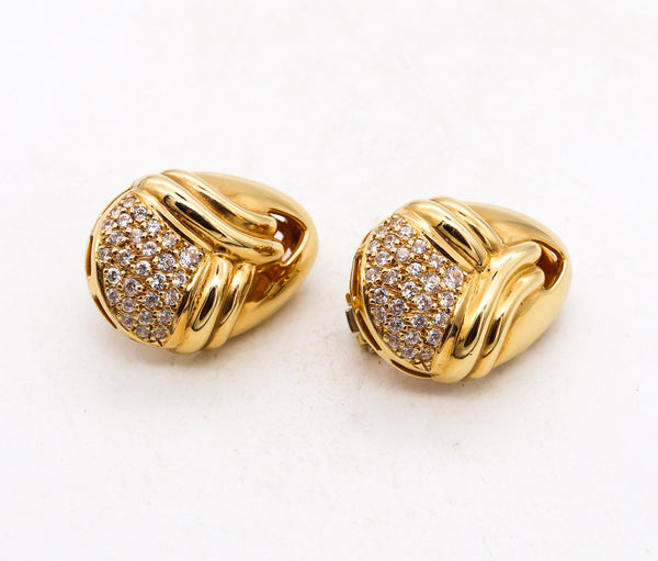 Michael Gates Drapery Clips Earrings In Solid 18Kt Yellow Gold With 1.68 Cts In Diamonds