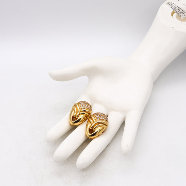 Michael Gates Drapery Clips Earrings In Solid 18Kt Yellow Gold With 1.68 Cts In Diamonds