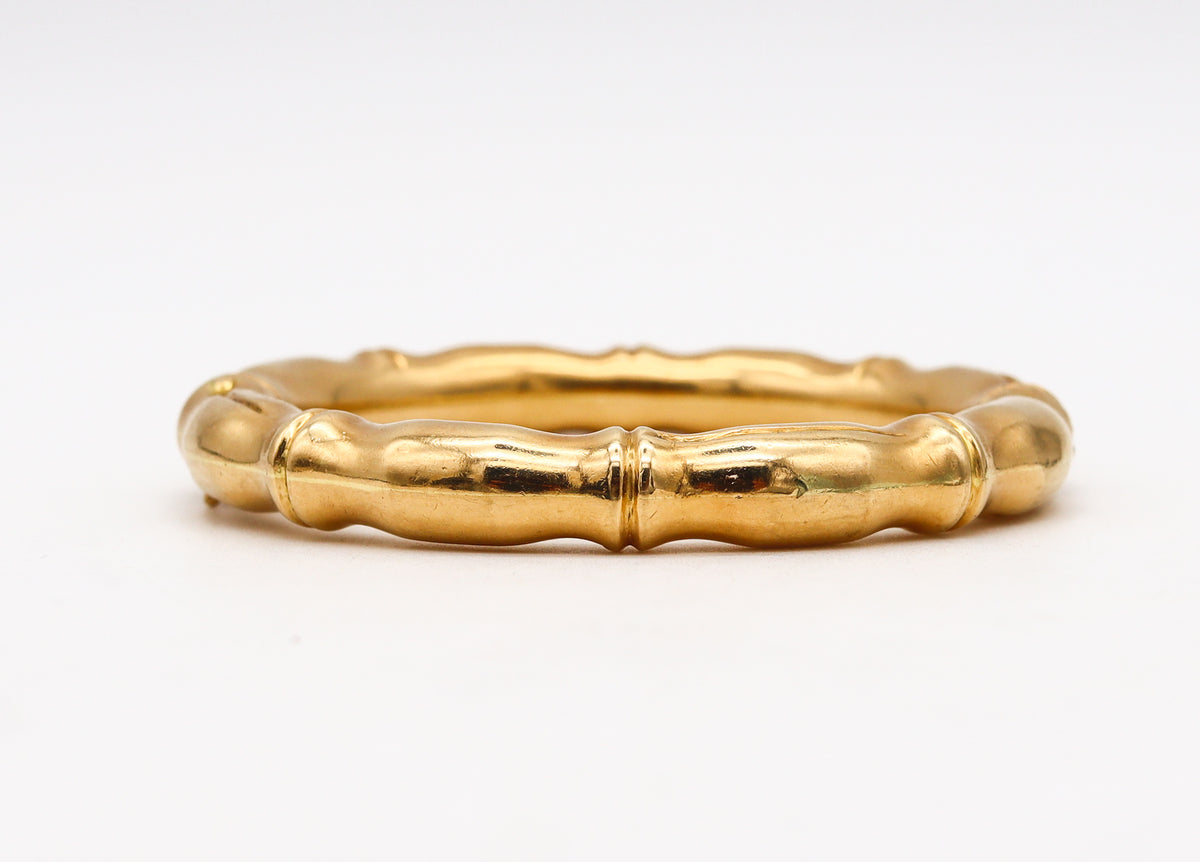 Tiffany 1970's Rare Bamboo Pattern Bangle Bracelet In Solid 18Kt  Yellow Gold
