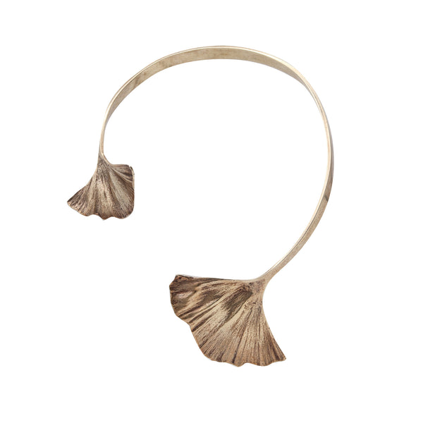 -Paul Oudet 1970 Prototype Gingko Cuff Necklace In 18Kt Gilt Vermeil Over Silver