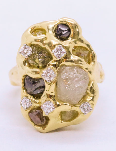 PETER LINDEMAN VINTAGE DIAMONDS 18 KT GOLD RING PENDANT