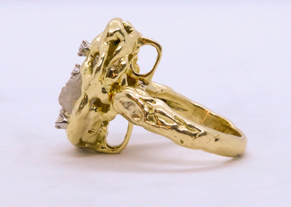 PETER LINDEMAN VINTAGE DIAMONDS 18 KT GOLD RING PENDANT