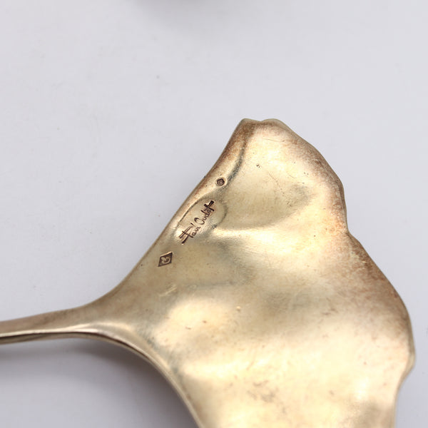 -Paul Oudet 1970 Prototype Gingko Cuff Necklace In 18Kt Gilt Vermeil Over Silver