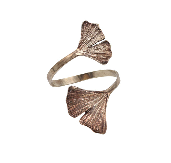 -Paul Oudet 1970 Prototype Gingko Cuff Bracelet In 18Kt Gilt Vermeil Over Silver