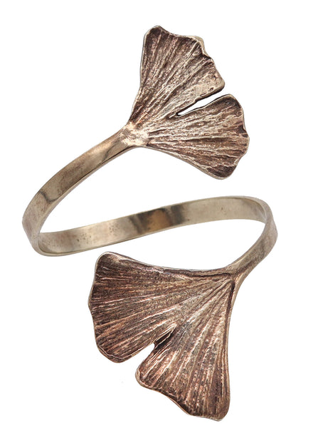 -Paul Oudet 1970 Prototype Gingko Cuff Bracelet In 18Kt Gilt Vermeil Over Silver